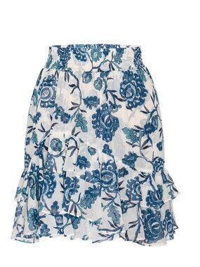 Misa Los Angeles Blue/White Floral Anja Skirt (Size S)